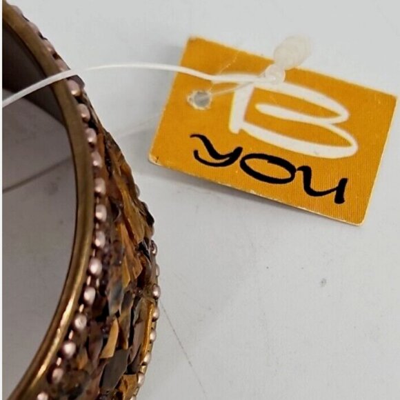 B You Bangle Chunky Bracelet Brown Bronze New With Tag 2.50" Diameter 7 inch - Picture 4 of 5